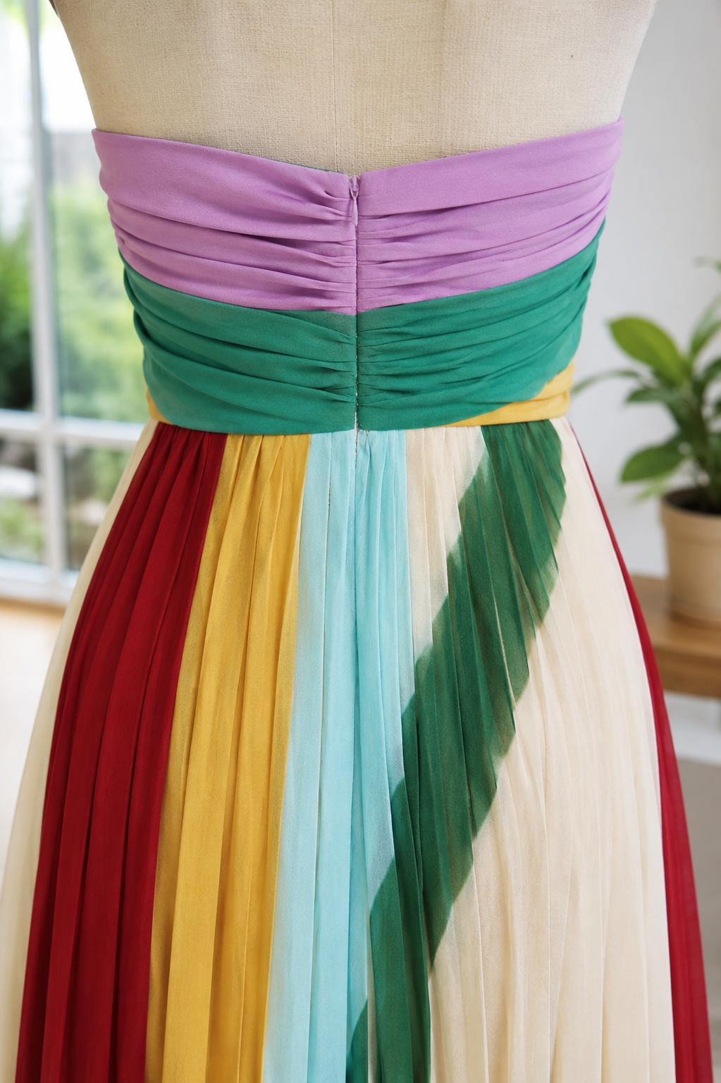 Robe Longue Plissée Multicolore