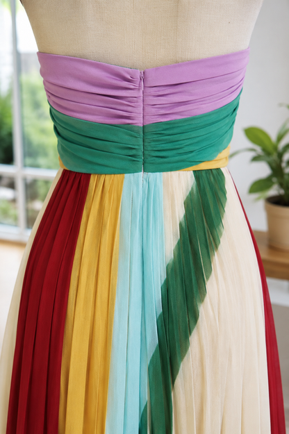 Robe Longue Plissée Multicolore