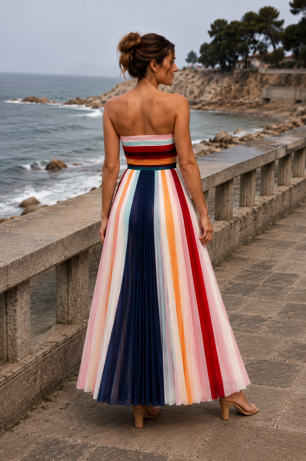 Robe Longue Plissée Multicolore